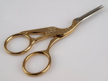 nůžky vyšívací čapí 11,5cm zlaté