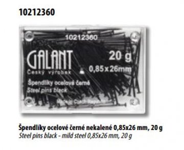 Špendlíky ocelové černé nekalené 0,85x26mm,20 g