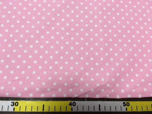 látka diana bílý puntík na růžové š.150/100%bavlna