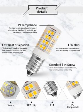 Žárovka LED závit E14 230V 5W - 48led pro šicí stroje