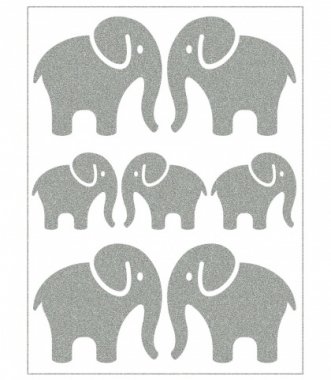 reflexní nažehlovačky 7ks sloni na archu 12x9cm