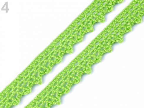 krajka paličkovaná 100%PES 10mm sv.zelená