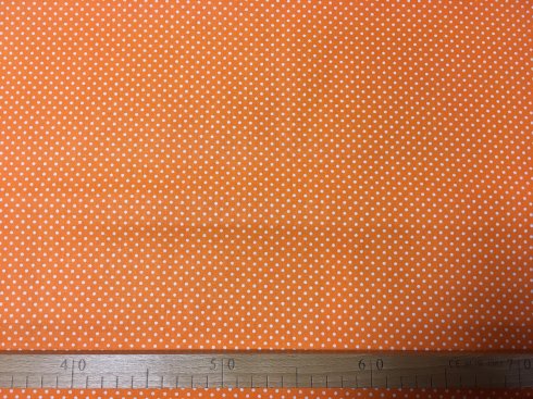 látka 140cm šíře/100%bavlna puntík oranžový