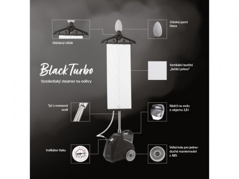 Napařovač oděvů Steamer Texi Black Turbo