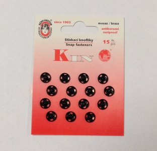 patentky Kin vel.1 15ks/karta 8mm černé
